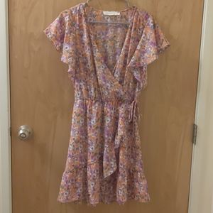 All in Favor floral midi length wrap dress